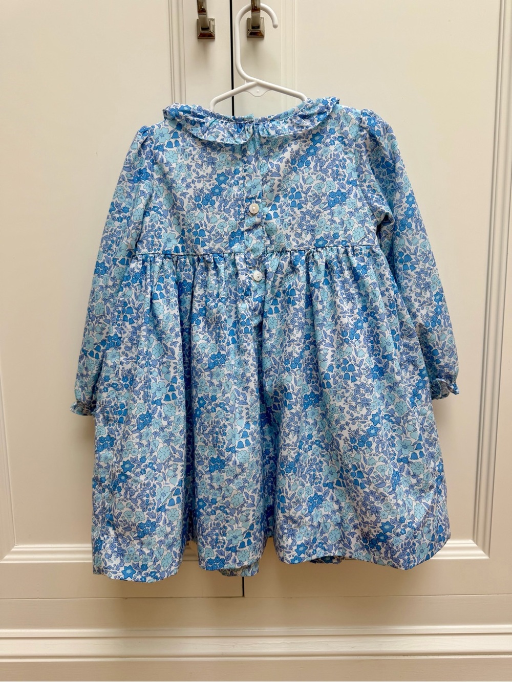 Cecil & Lou Blue Floral Smocked Long Sleeve Dress Girls 4T Lined EUC - Picture 4 of 7
